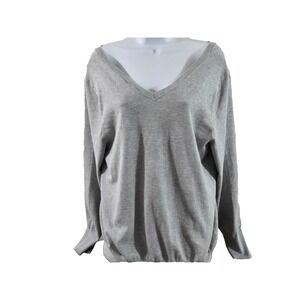 Lane‎ Bryant Gray Detail Lightweight V-Neck Sweater Women's 14/16